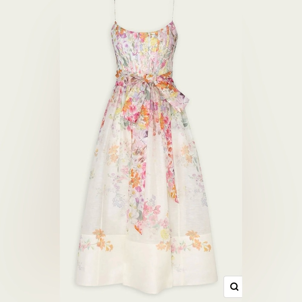 Zimmermann Natura Corset Midi Dress in Kaleidoscope Garden Size 2
